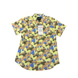 Wildfang The Essential Abstract Camo SS Button Down Shirt NWT Gender Neutral Med